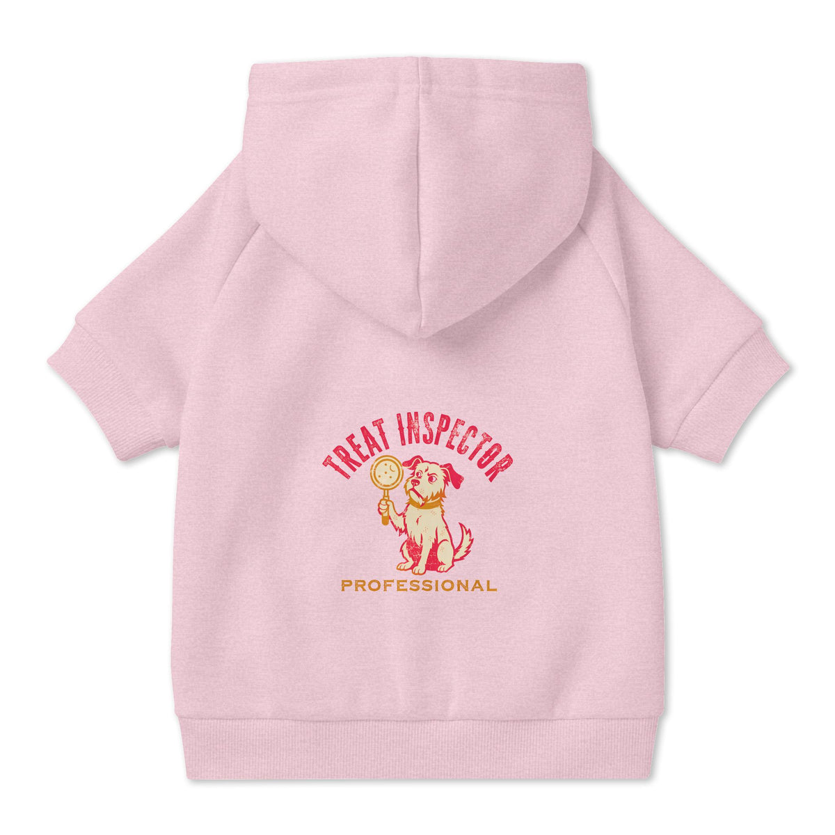 Treat Inspector Dog Hoodie in Pink, back view — SniffWaggleNWalk™