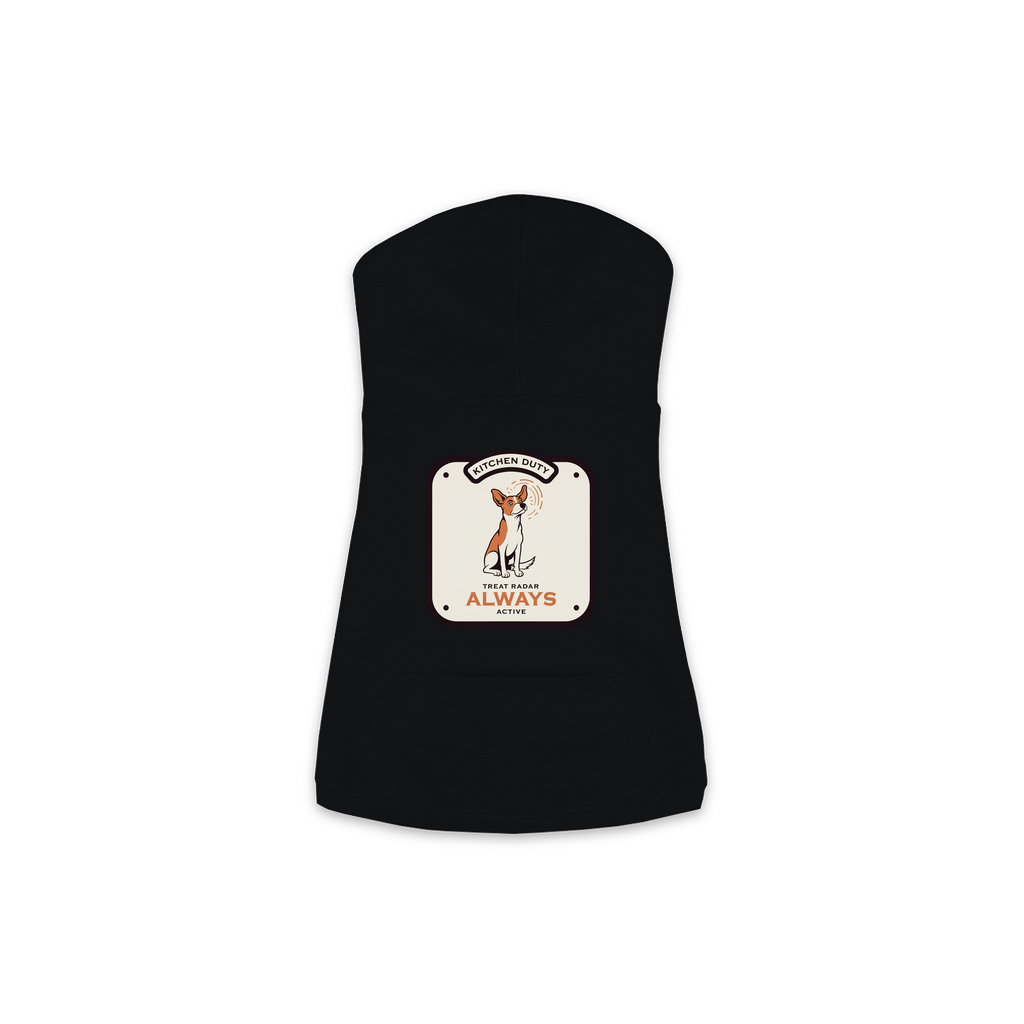 Treat Radar Dog Hoodie in Black, sizes XS-M