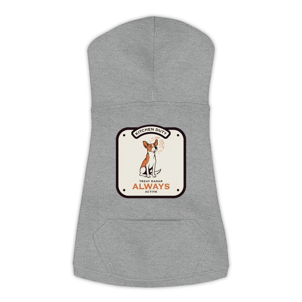 Treat Radar Dog Hoodie in Granite Heather Grey, sizes L-3XL