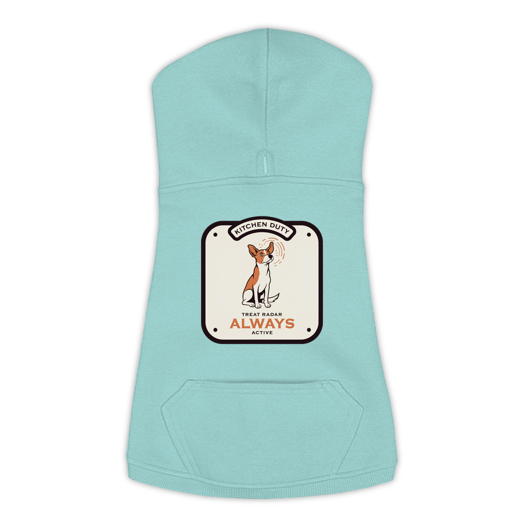 Treat Radar Dog Hoodie in Saltwater Blue, sizes L-3XL