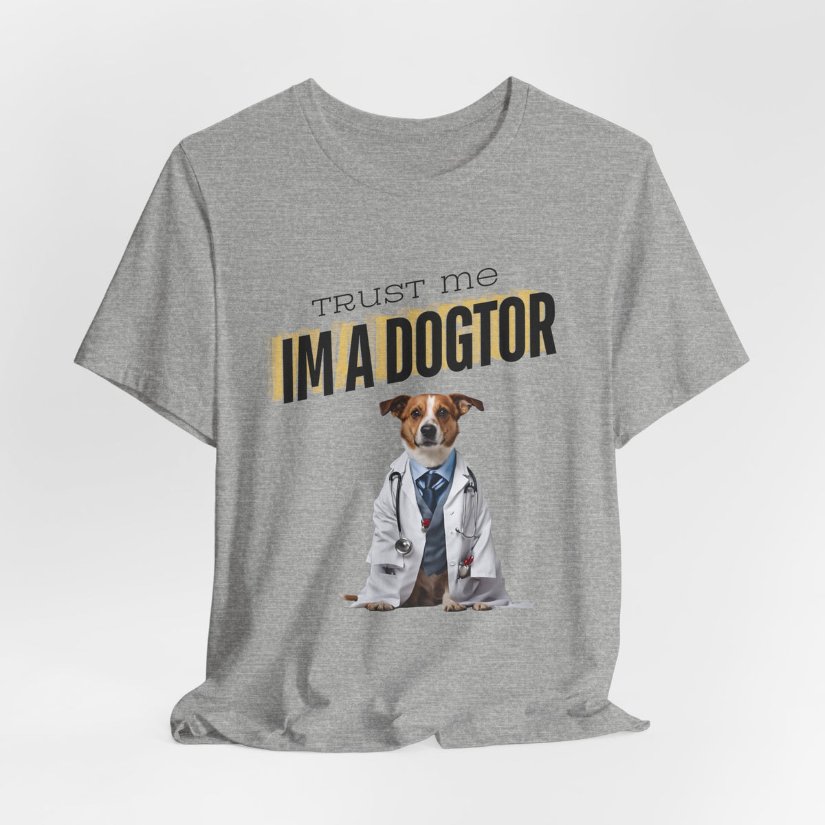 Trust Me I'm a Dogtor t-shirt collar and stitching detail