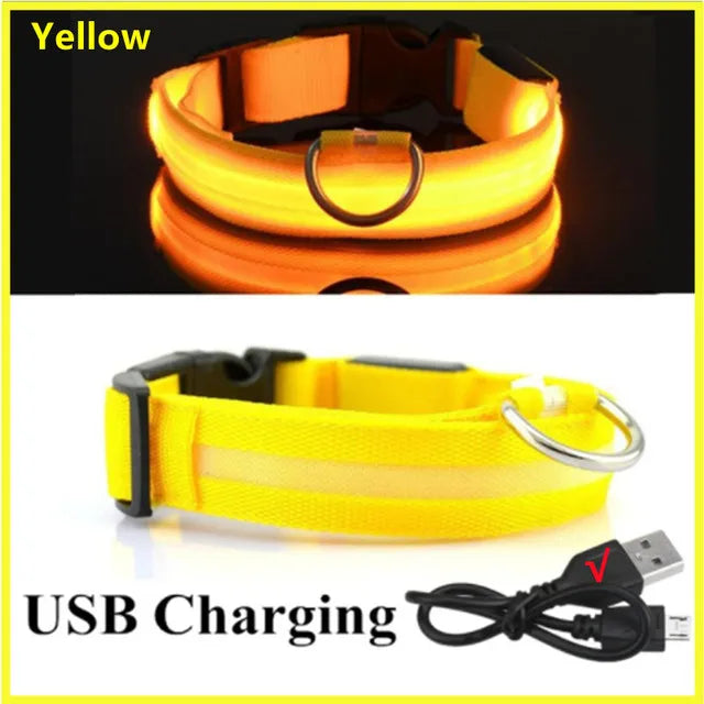 Ultra-Bright LED Dog Collar size chart for S, M and L neck measurements — SniffWaggleNWalk