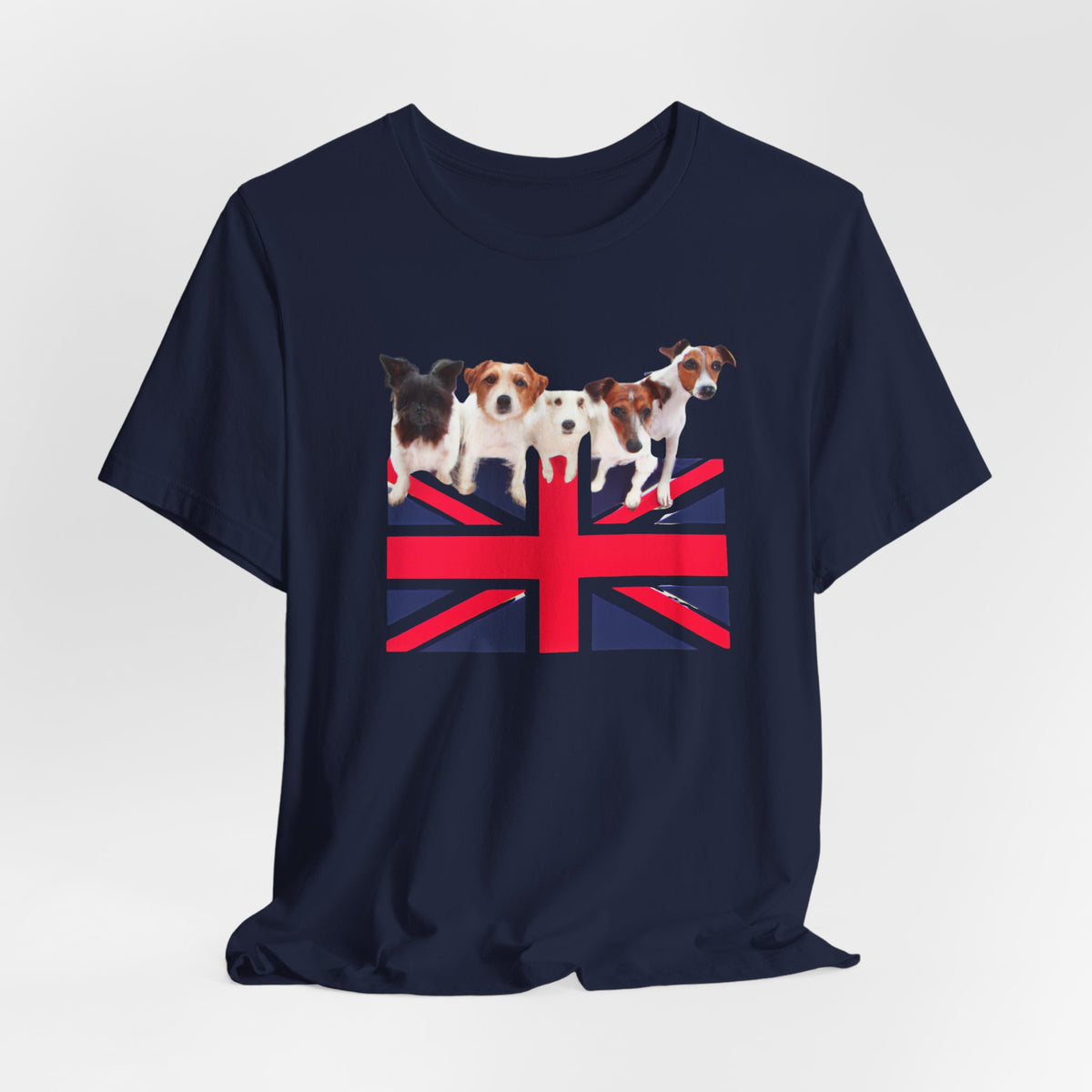 Union Jack Dog Pack T-Shirt — folded organic cotton tee detail