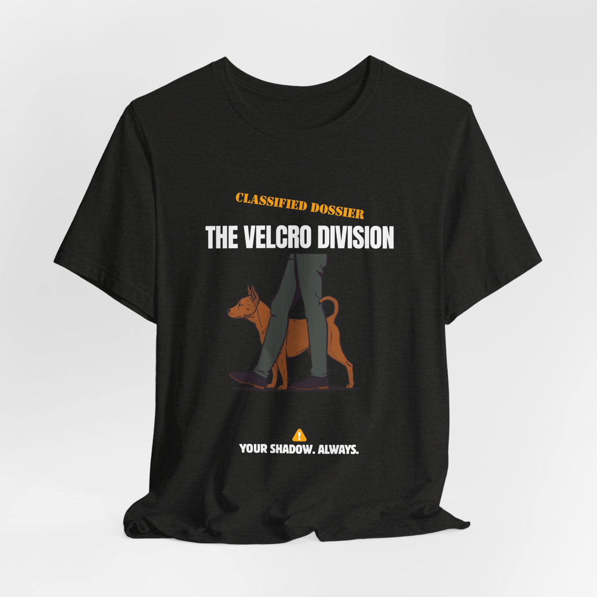 Velcro Division dog t-shirt flat lay