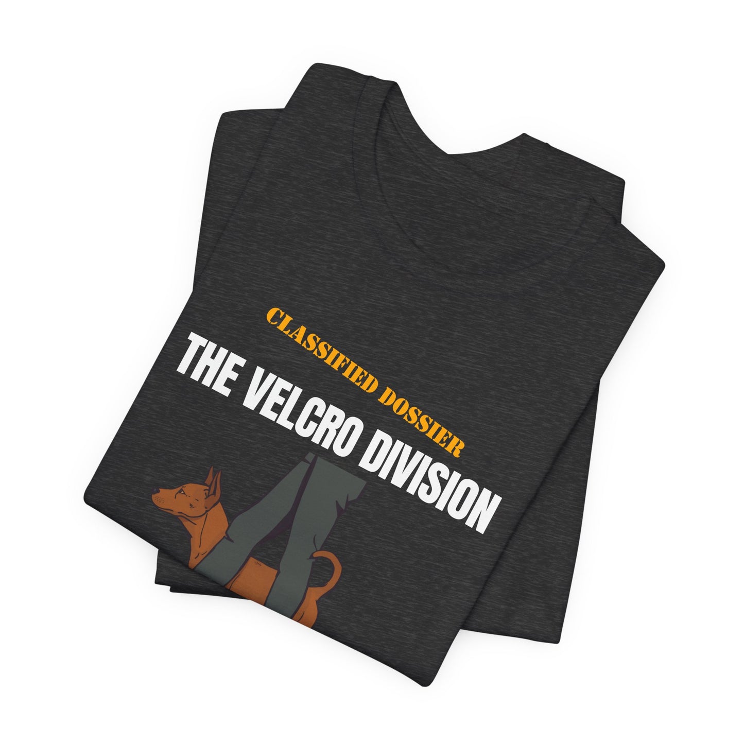 Velcro Division dog t-shirt front print close-up