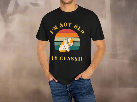Vintage Dog Classic I'm Not Old I'm Classic t-shirt in Black, front view