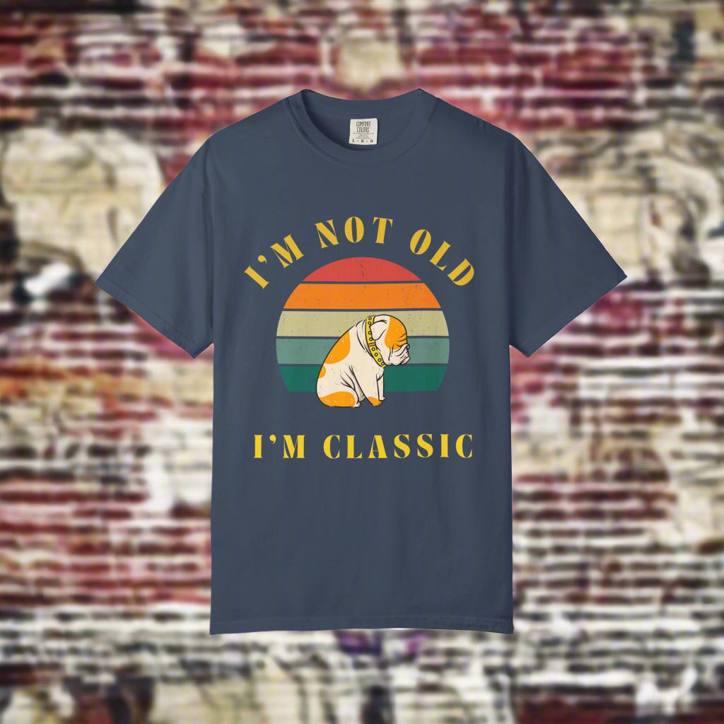 Vintage Dog Classic retro dog t-shirt in Blue Spruce, front view