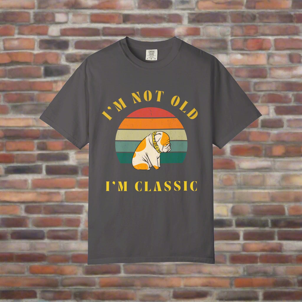 Vintage Dog Classic retro dog t-shirt in Graphite, front view