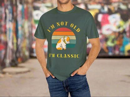Vintage Dog Classic retro dog t-shirt in Light Green, design detail
