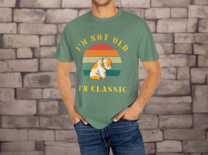 Vintage Dog Classic retro dog t-shirt in Light Green, mockup view