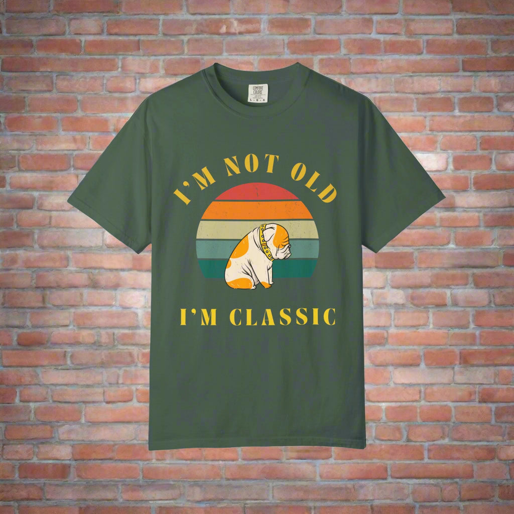 Vintage Dog Classic retro dog t-shirt in Light Green, front view