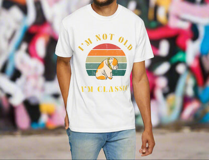 Vintage Dog Classic retro dog t-shirt in White, full garment view