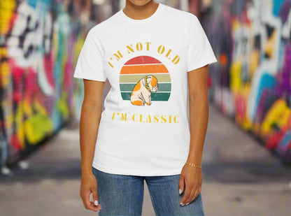Vintage Dog Classic retro dog t-shirt in White, front mockup view