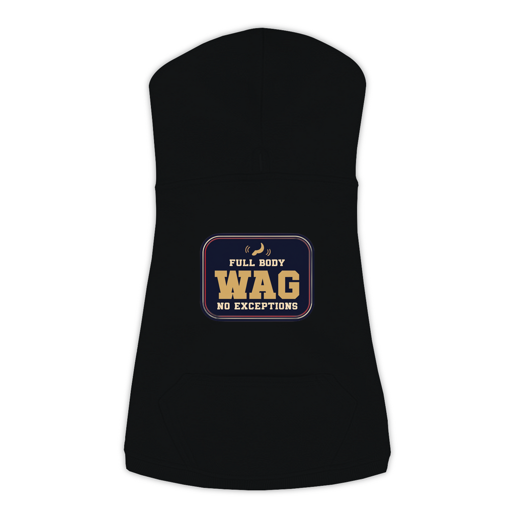 Full Body Wag funny dog hoodie in black, sizes L to 3XL