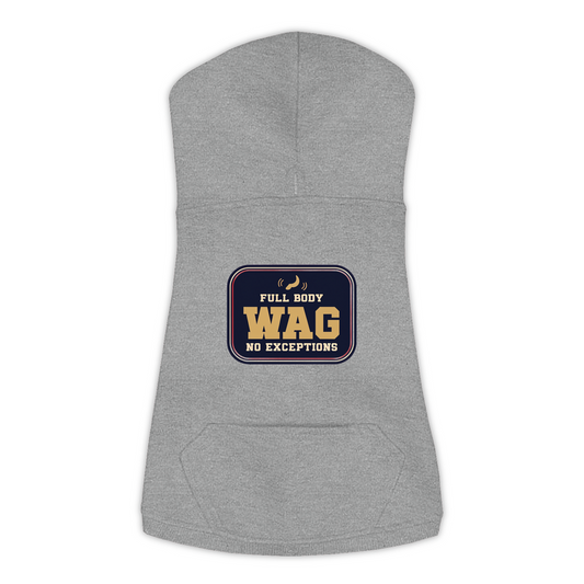 Full Body Wag funny dog hoodie in granite heather grey, sizes L to 3XL