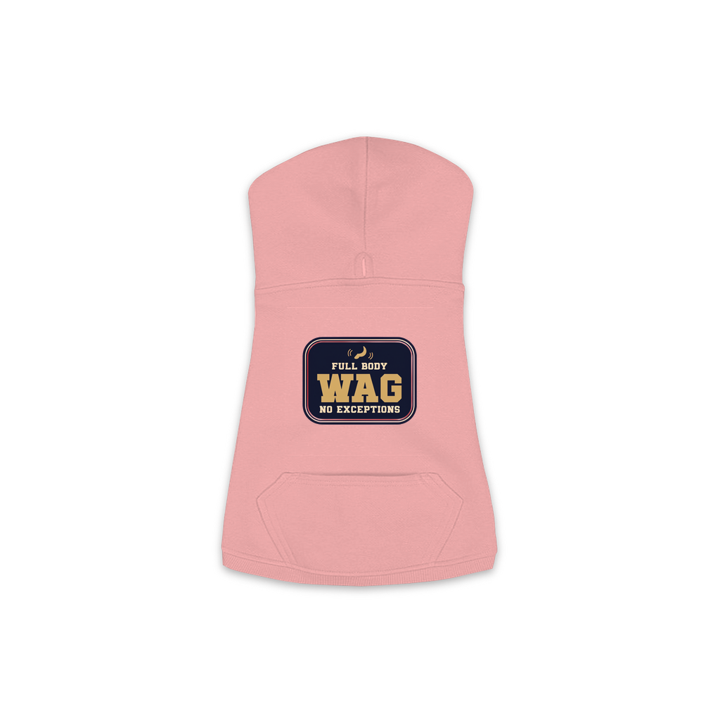 Full Body Wag dog hoodie in mauvelous pink, sizes XS to M