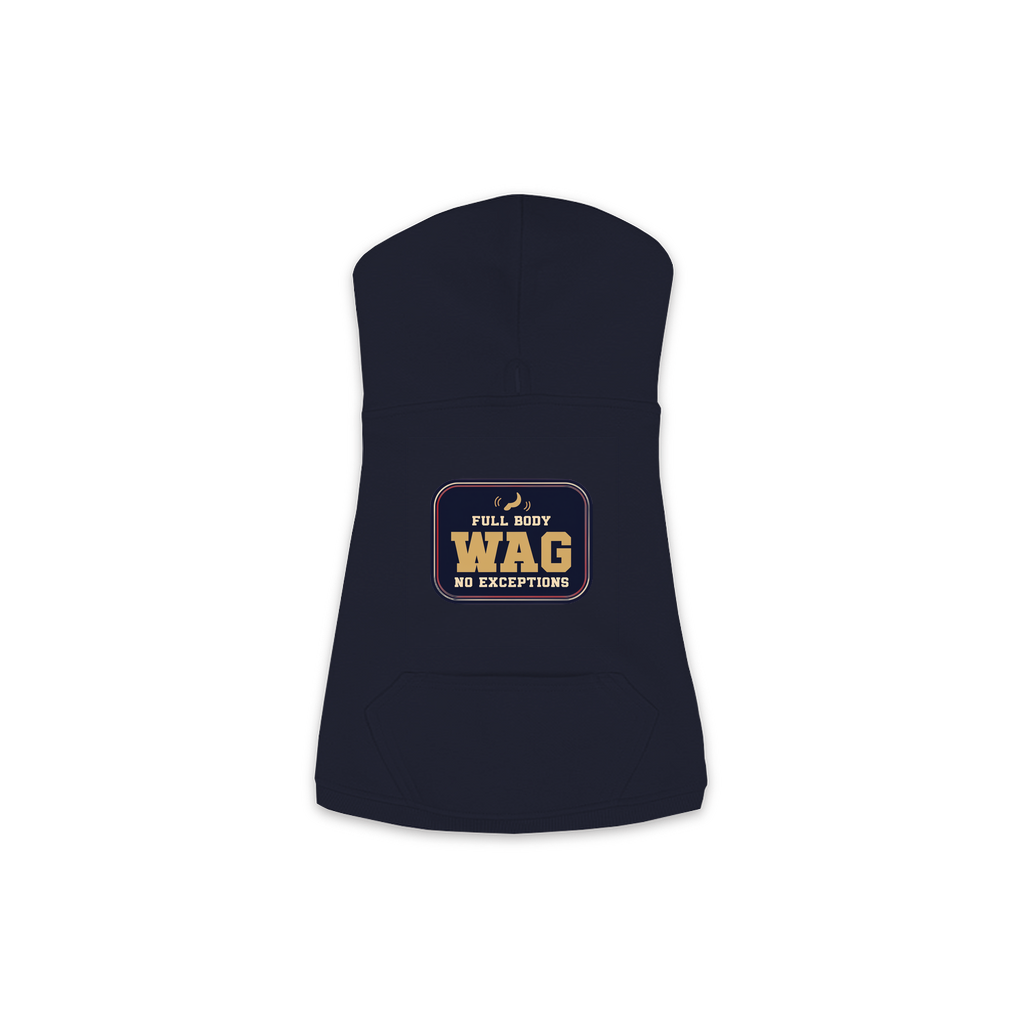 Full Body Wag dog hoodie in navy, sizes XS to M