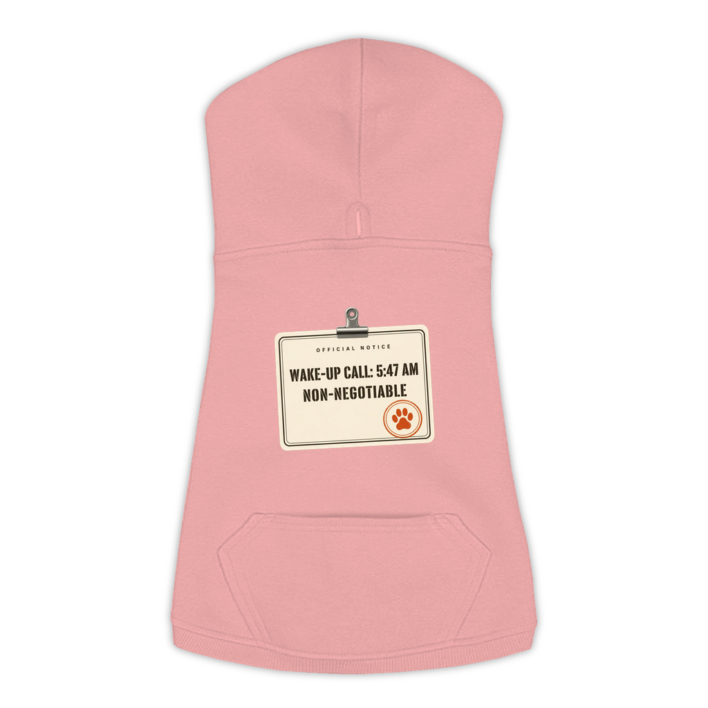Wake-Up Call dog hoodie in Mauvelous, sizes L to 3XL