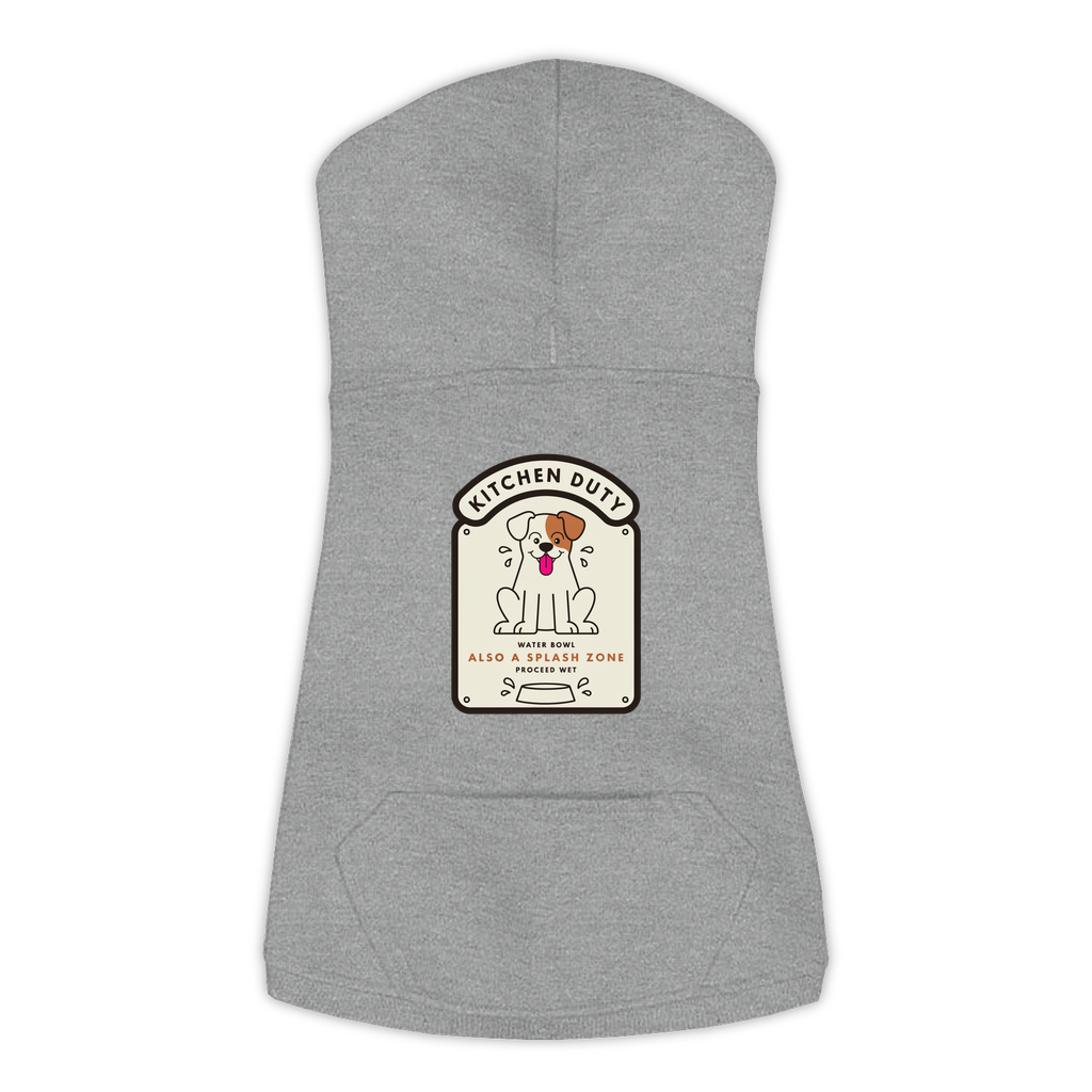 Water Bowl Dog Hoodie in Granite Heather Grey, sizes L-3XL