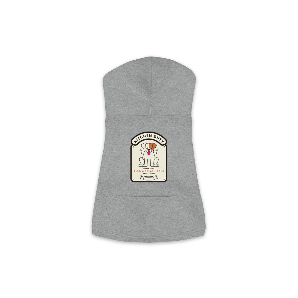 Water Bowl Dog Hoodie in Granite Heather Grey, sizes XS-M