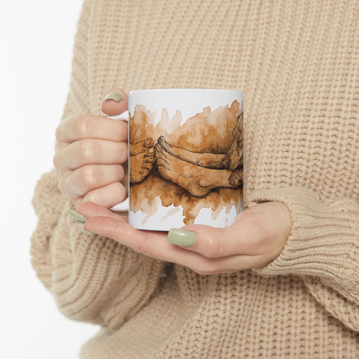 Dachshund ceramic coffee mug, 11oz and 15oz watercolour and ink style sausage dog gift - view 1