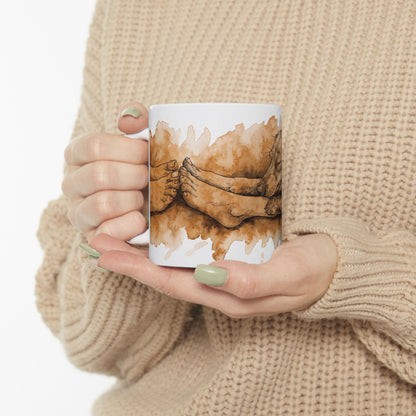 Dachshund ceramic coffee mug, 11oz and 15oz watercolour and ink style sausage dog gift - view 1