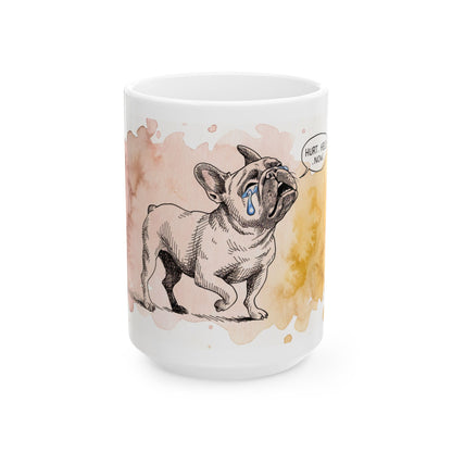 French Bulldog ceramic coffee mug, 11oz and 15oz watercolour and ink style frenchie gift - view 2