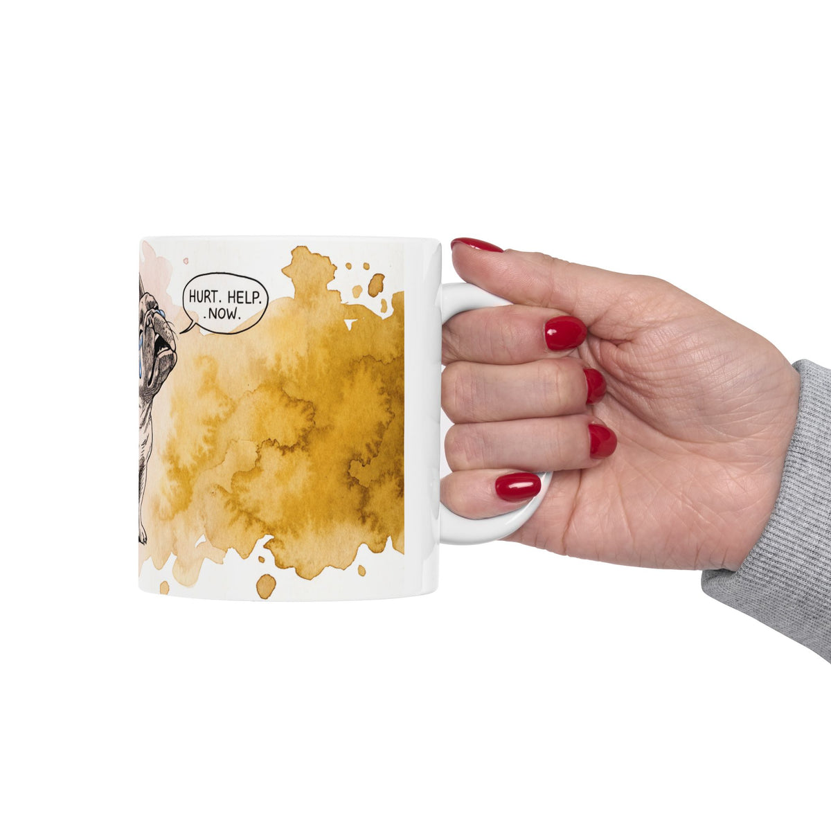 French Bulldog ceramic coffee mug, 11oz and 15oz watercolour and ink style frenchie gift - view 14