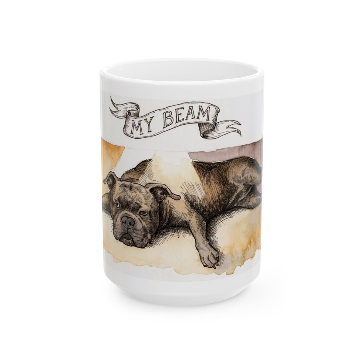 Staffie ceramic coffee mug, 11oz and 15oz watercolour and ink style Staffy gift - view 2