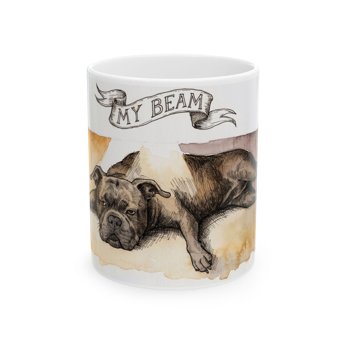 Staffie ceramic coffee mug, 11oz and 15oz watercolour and ink style Staffy gift - view 3