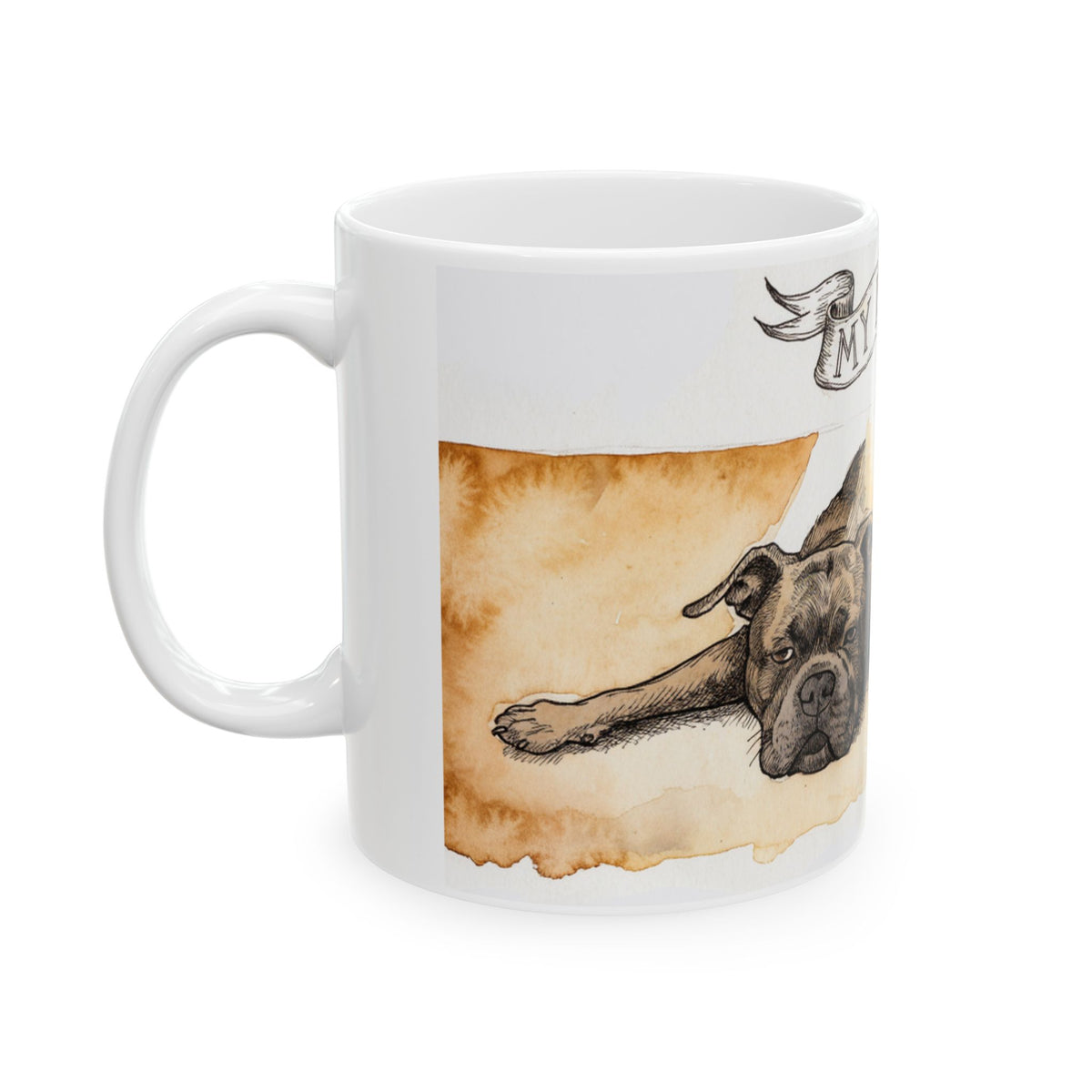 Staffie ceramic coffee mug, 11oz and 15oz watercolour and ink style Staffy gift - view 5