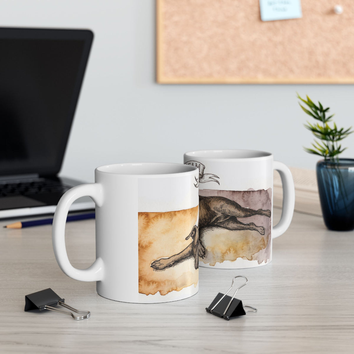 Staffie ceramic coffee mug, 11oz and 15oz watercolour and ink style Staffy gift - view 8