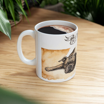 Staffie ceramic coffee mug, 11oz and 15oz watercolour and ink style Staffy gift - view 11