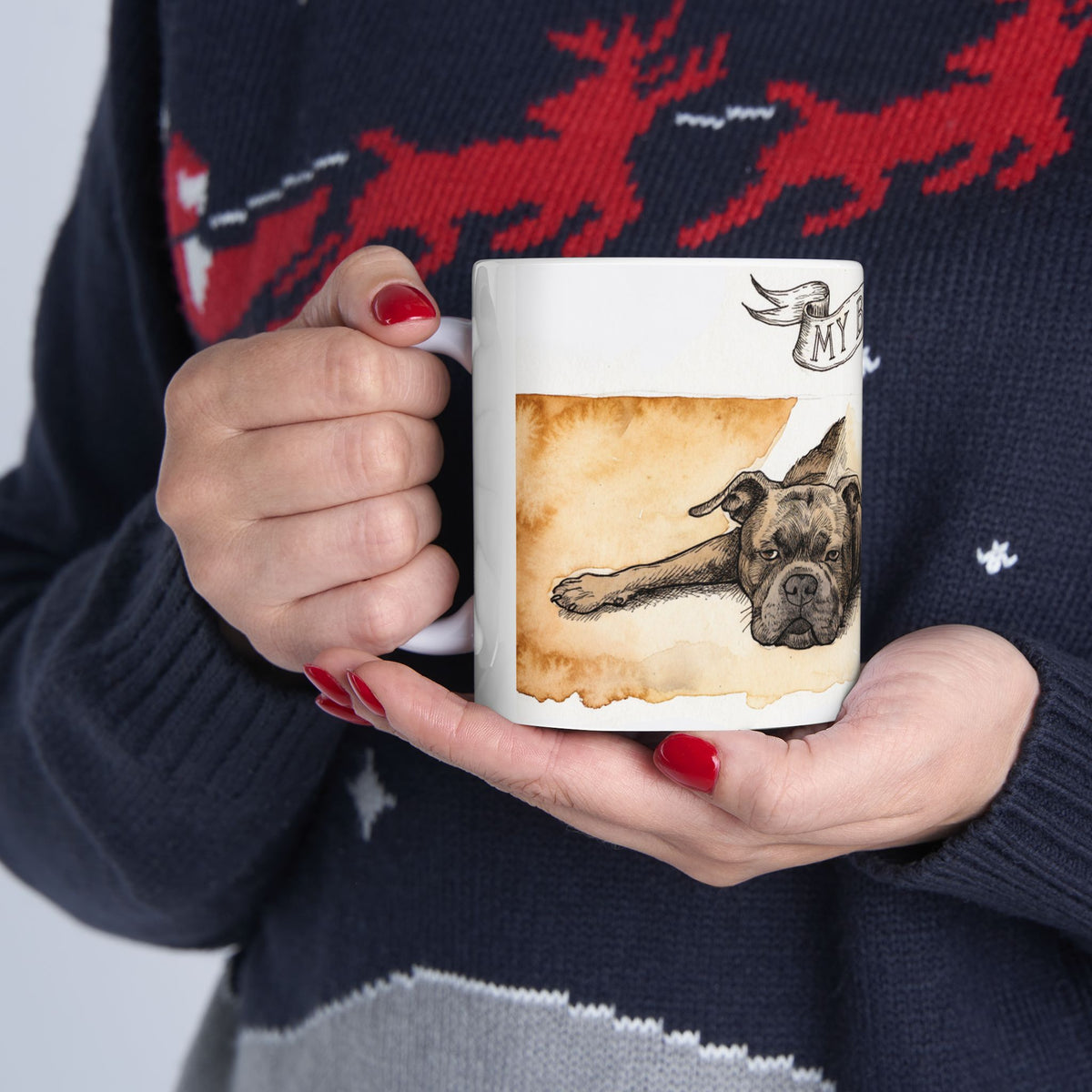 Staffie ceramic coffee mug, 11oz and 15oz watercolour and ink style Staffy gift - view 13