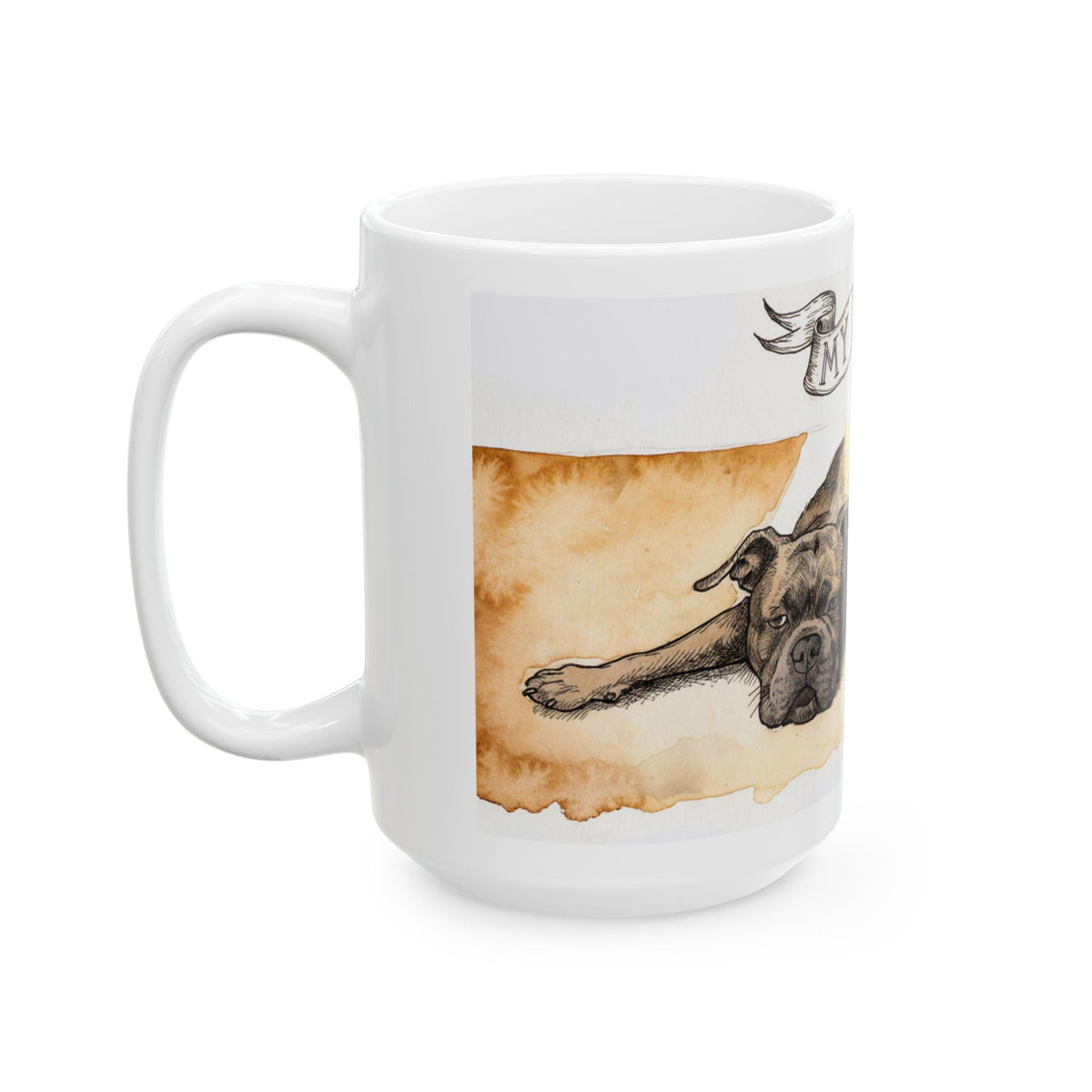 Staffie ceramic coffee mug, 11oz and 15oz watercolour and ink style Staffy gift - view 15