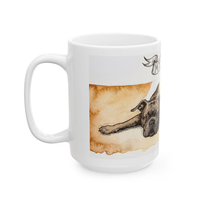 Staffie ceramic coffee mug, 11oz and 15oz watercolour and ink style Staffy gift - view 15