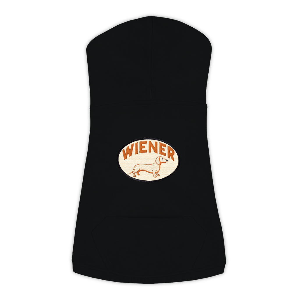 Wiener dog hoodie in Black, sizes L-3XL