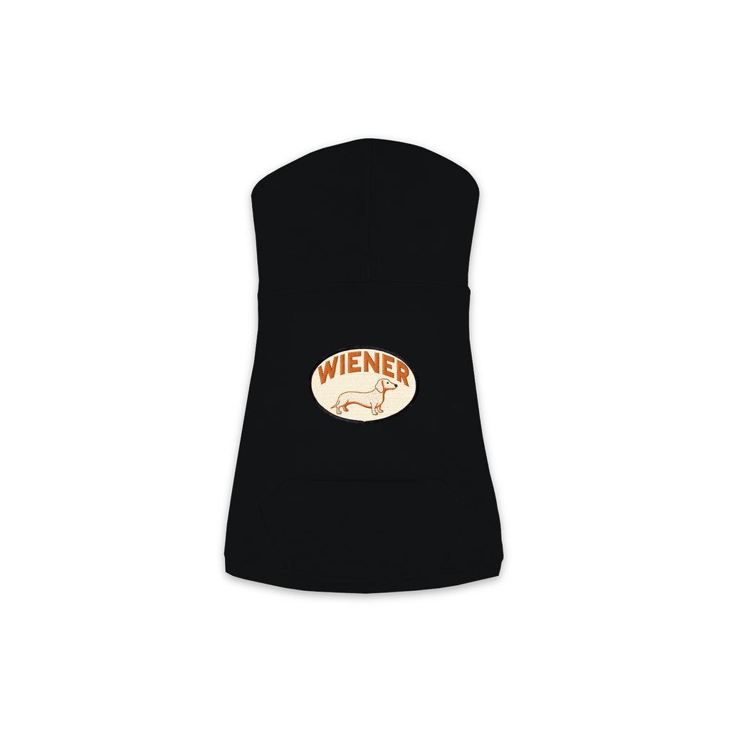 Wiener dog hoodie in Black, sizes XS-M