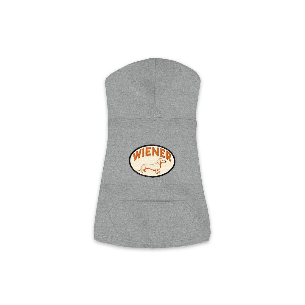 Wiener dog hoodie in Granite Heather, sizes XS-M