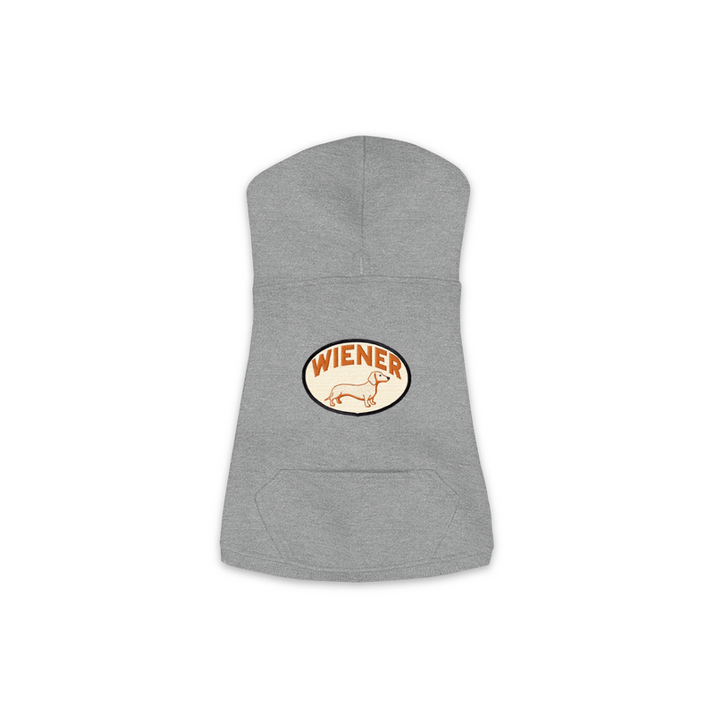 Wiener dog hoodie in Granite Heather, sizes XS-M