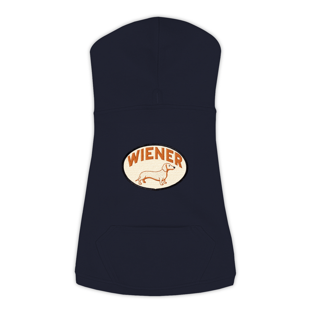 Wiener dog hoodie in Navy, sizes L-3XL