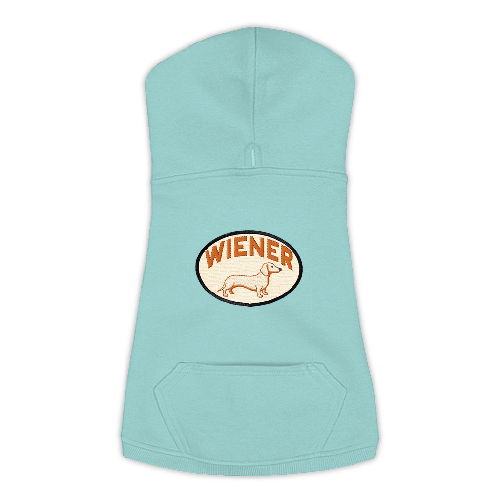 Wiener dog hoodie in Saltwater, sizes L-3XL