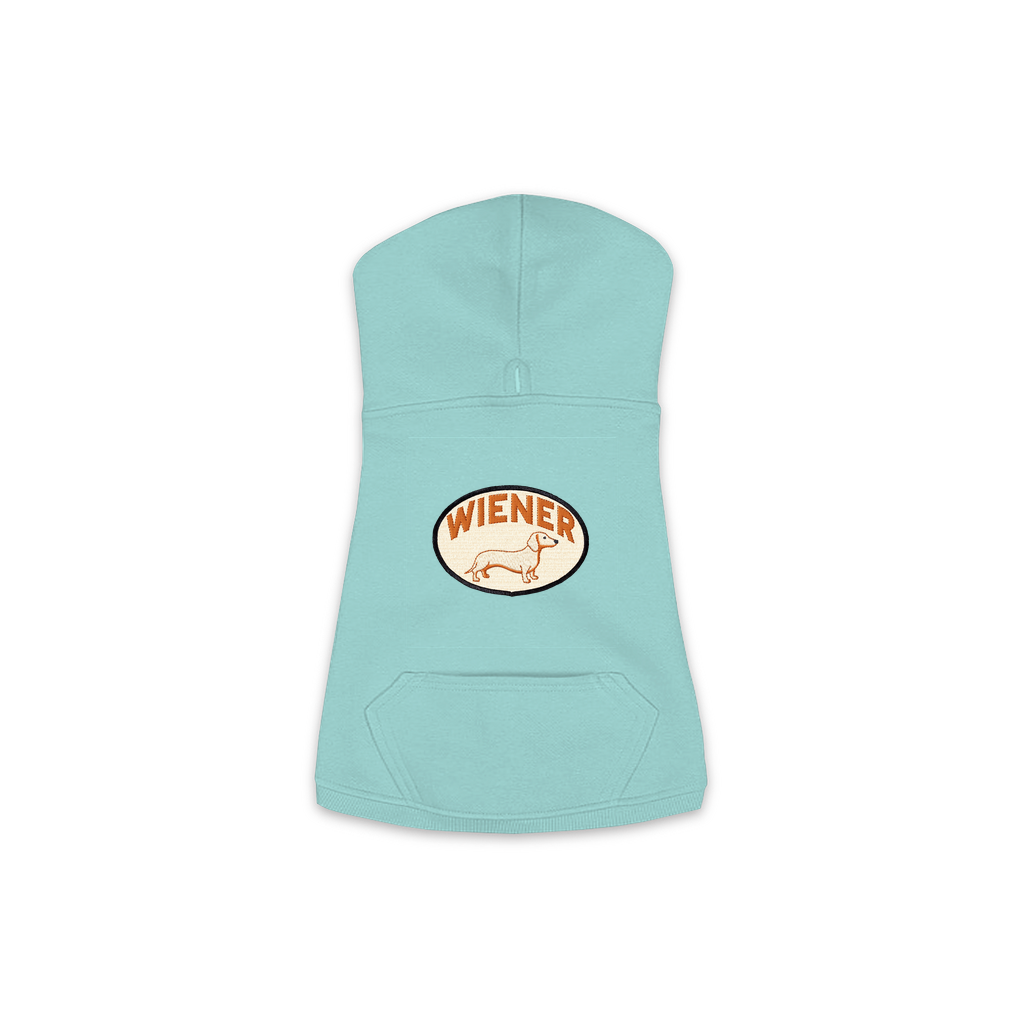 Wiener dog hoodie in Saltwater, sizes XS-M