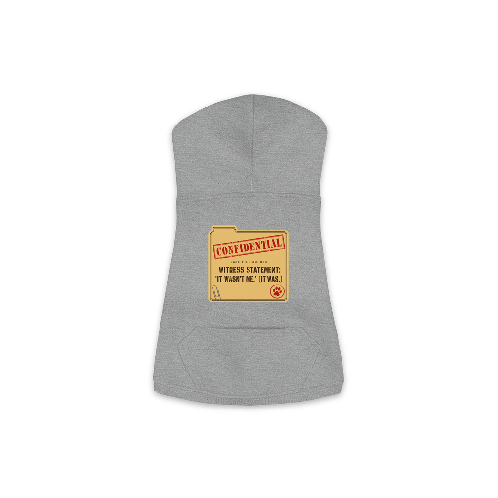 Witness Statement dog hoodie in granite heather grey, sizes XS to M