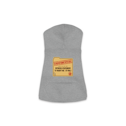 Witness Statement dog hoodie in granite heather grey, sizes XS to M