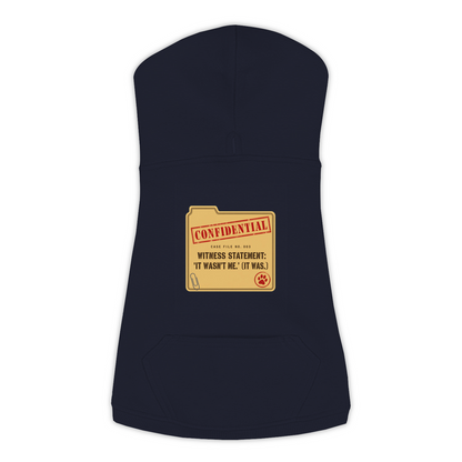 Witness Statement dog hoodie in navy, sizes L to 3XL