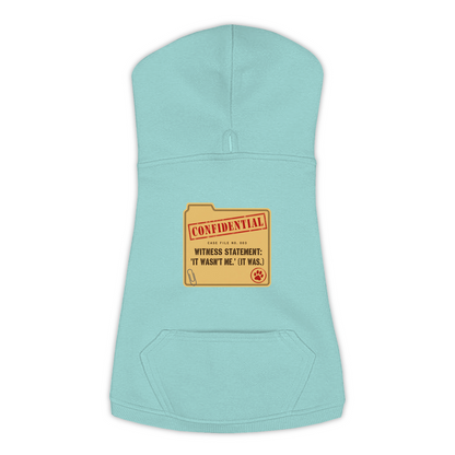 Witness Statement dog hoodie in saltwater blue, sizes L to 3XL