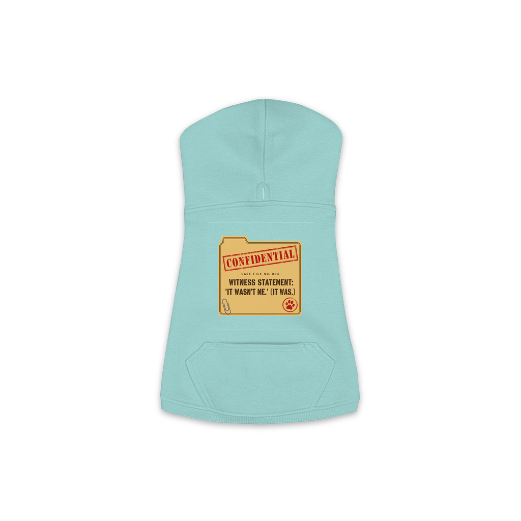 Witness Statement dog hoodie in saltwater blue, sizes XS to M