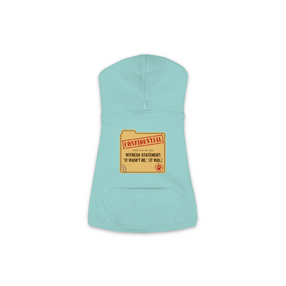 Witness Statement dog hoodie in saltwater blue, sizes XS to M