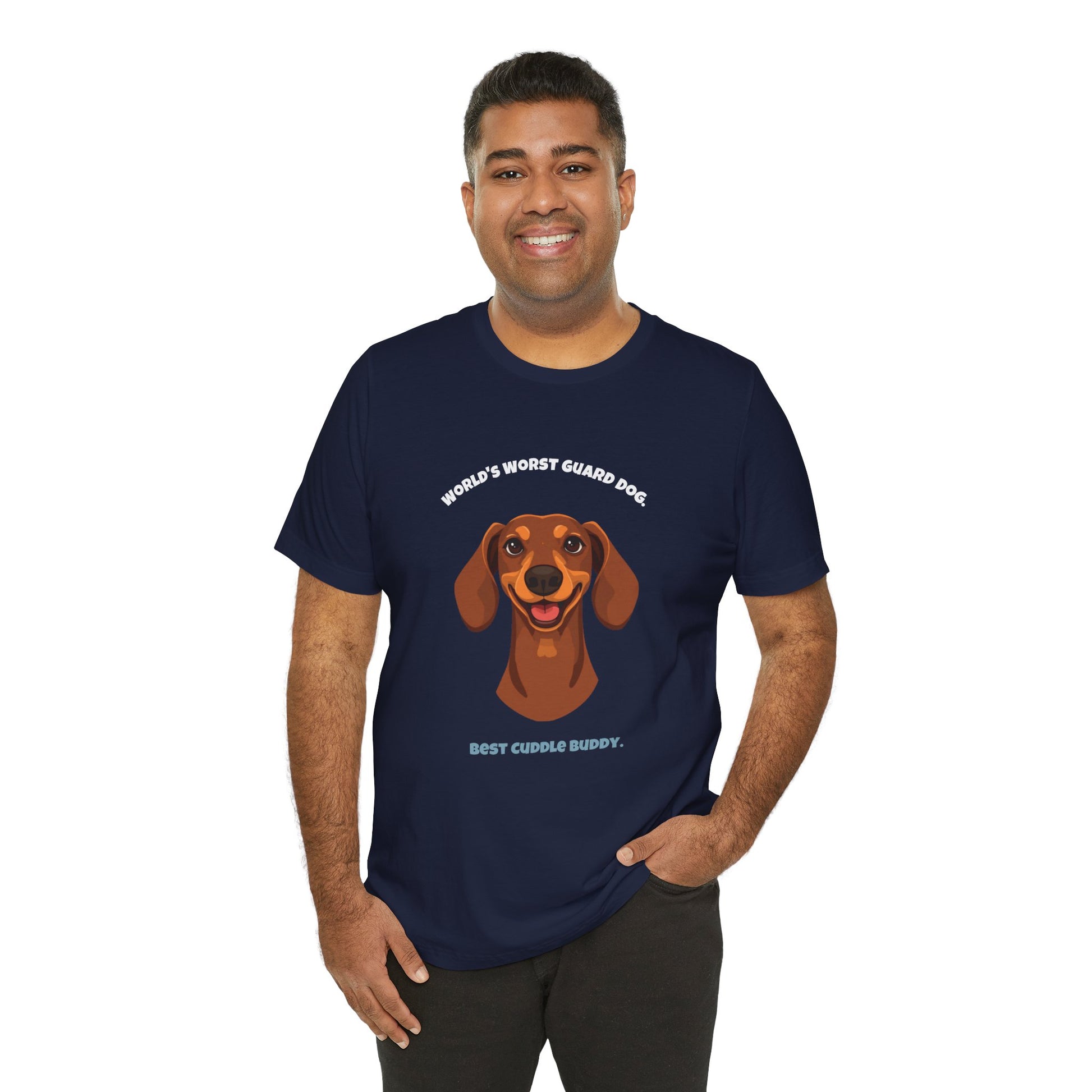 World's Worst Guard Dog T-Shirt — Funny Dachshund Unisex Tee — SniffWaggleNWalk